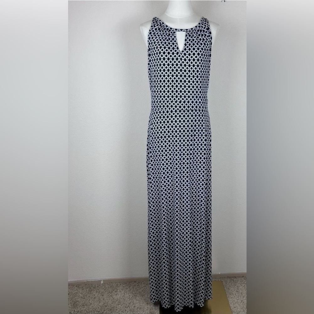 Banana Republic Black and White Circle Pattern Maxi Dress